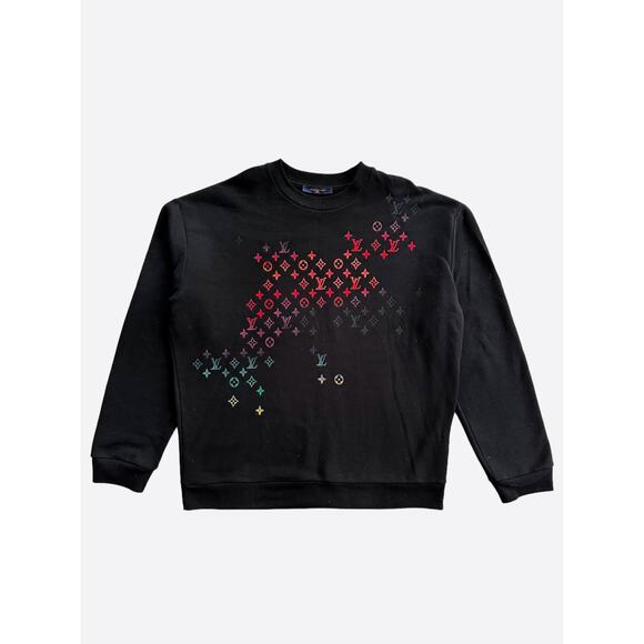 Louis Vuitton Black & Multicolor Gradient Embroidered Monogram Sweater - Picture 1 of 8